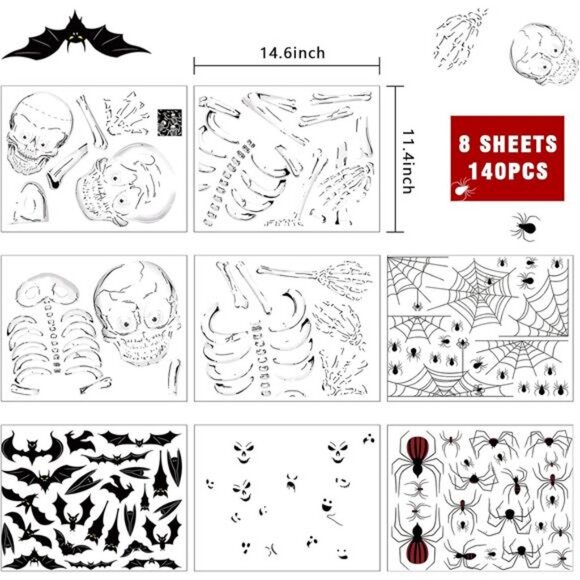 140PCS Halloween Window Clings Decor for Halloween Decorations, Double Side - Picture 3 of 8